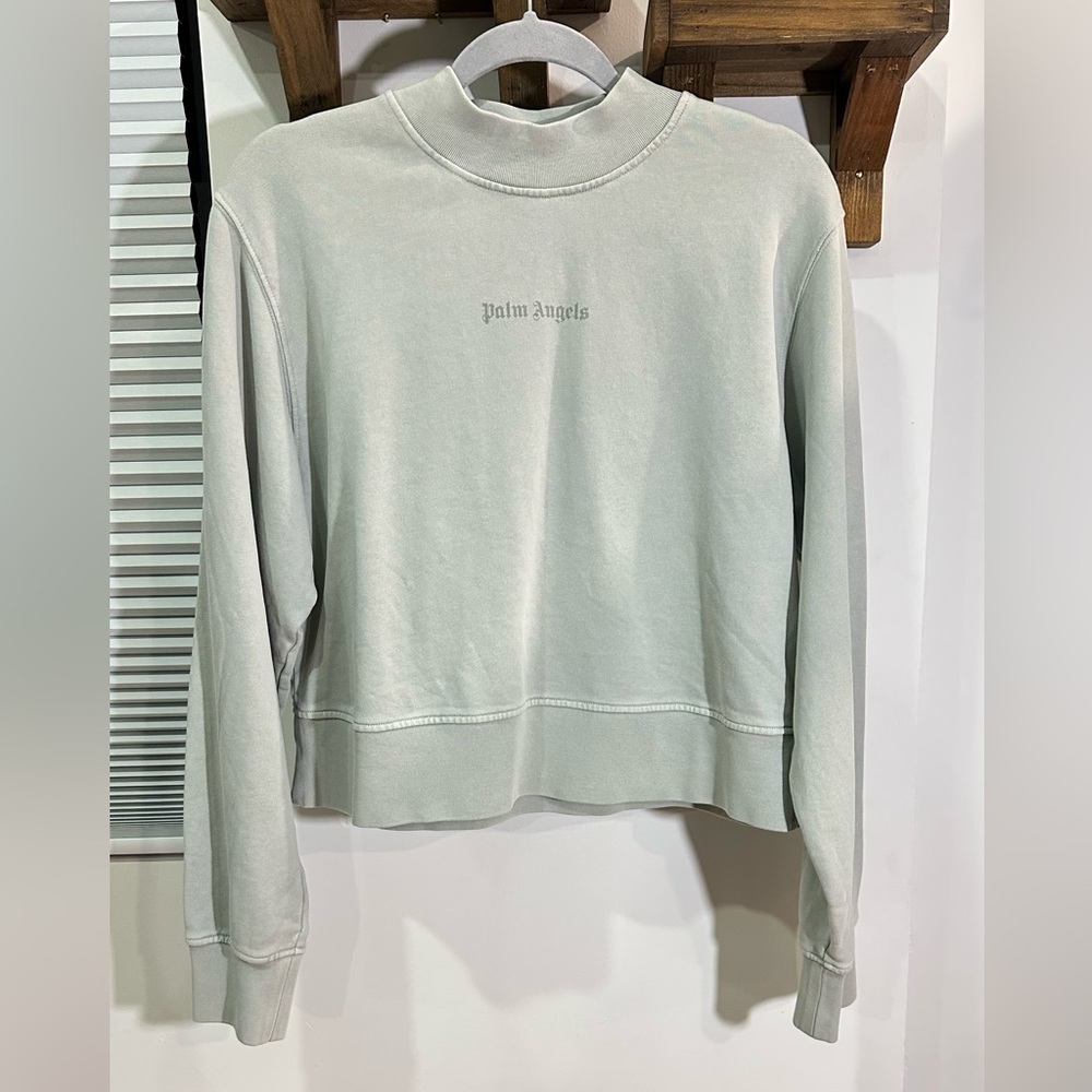 NWOT Palm Angels Reversed Logo Crewneck Sweatshirt Boxy Fit Grey Medium - Picture 6 of 13